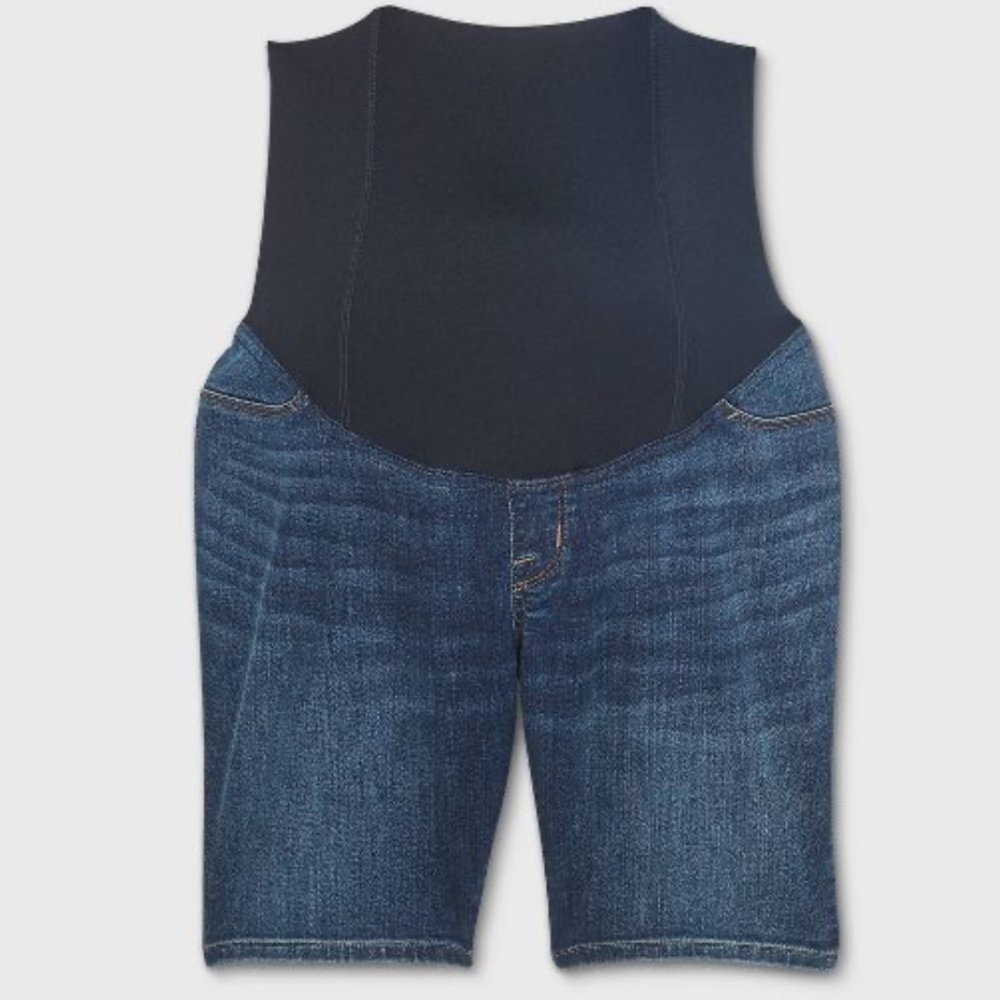 Isabel Maternity Crossover Panel Bermuda Jean Shorts 9” inseam size 8 new